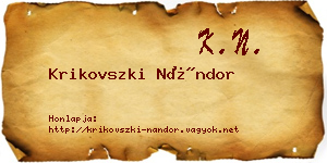 Krikovszki Nándor névjegykártya